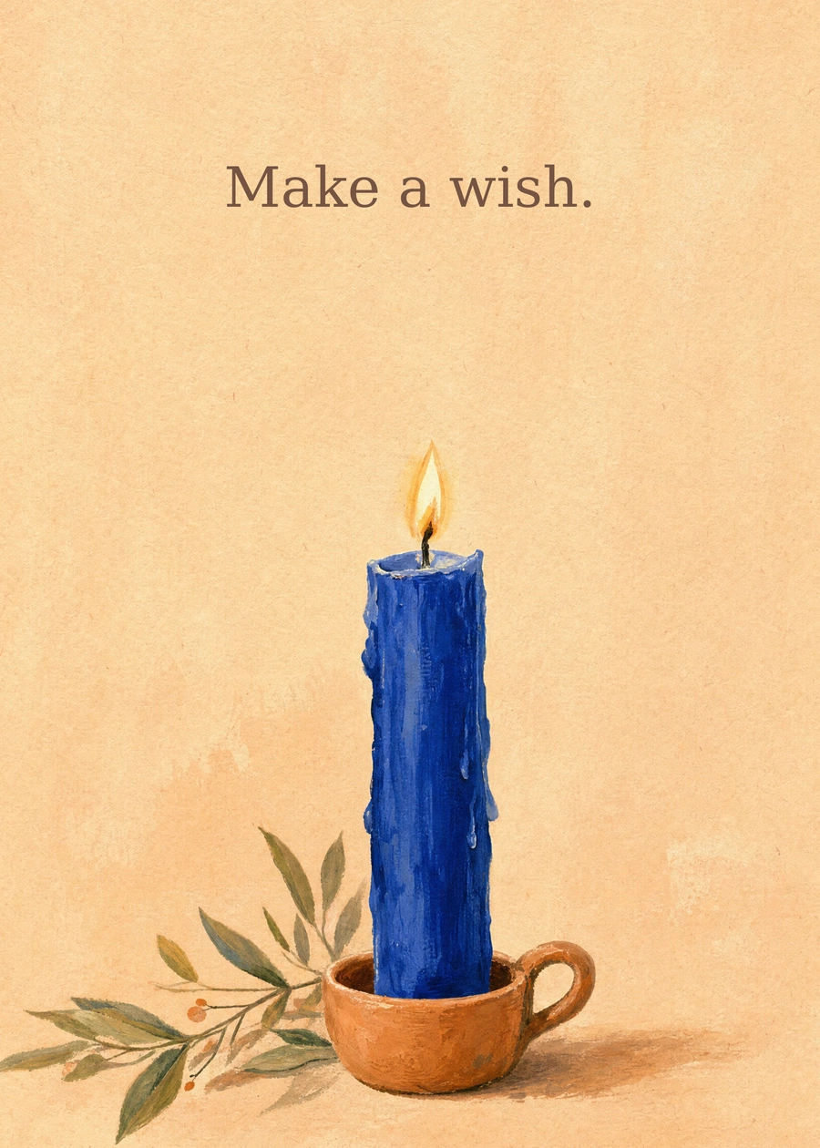 One Bright Wish greeting card artwork: Make a wish.