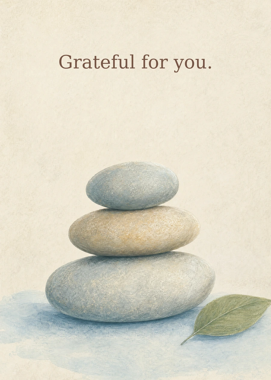 Small Acts of Kindness greeting card artwork: Grateful for you.