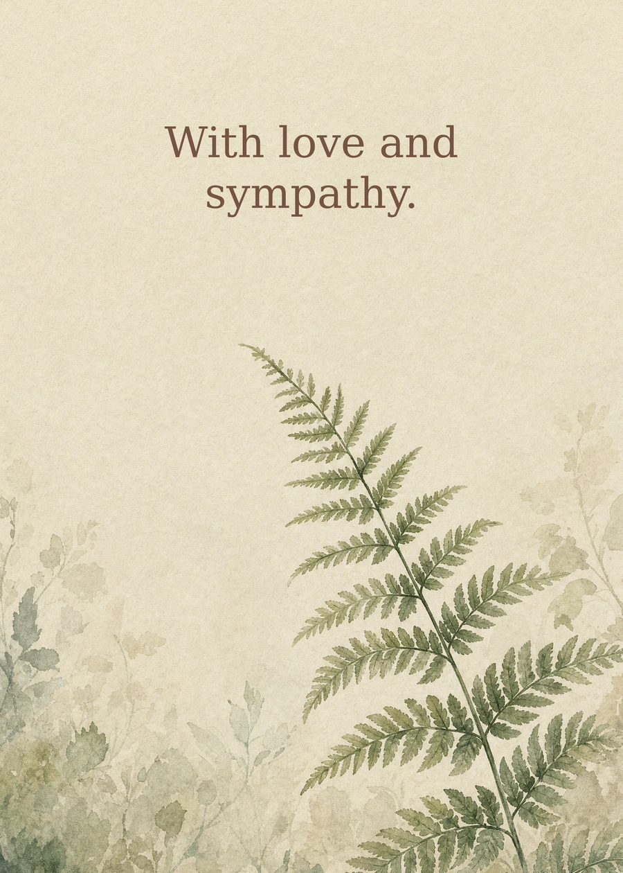 A Gentle Remembrance greeting card artwork: With love and sympathy.