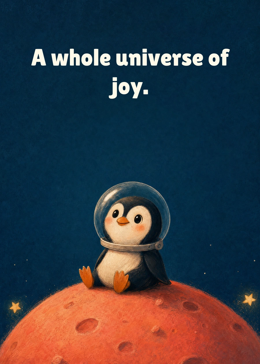 Little Space Explorer greeting card artwork: A whole universe of joy.