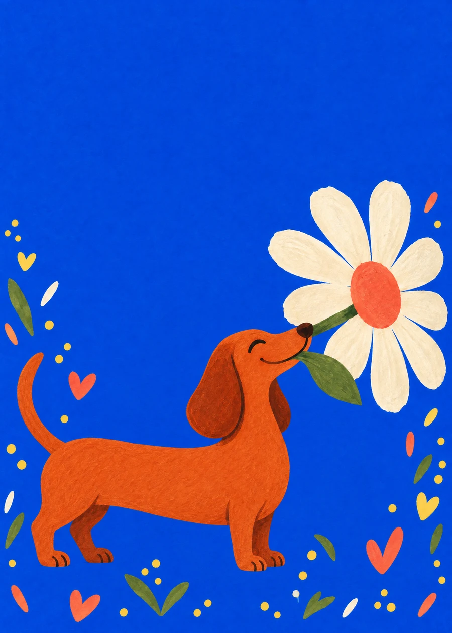 Personalized Daisy Dachshund Greeting Card front