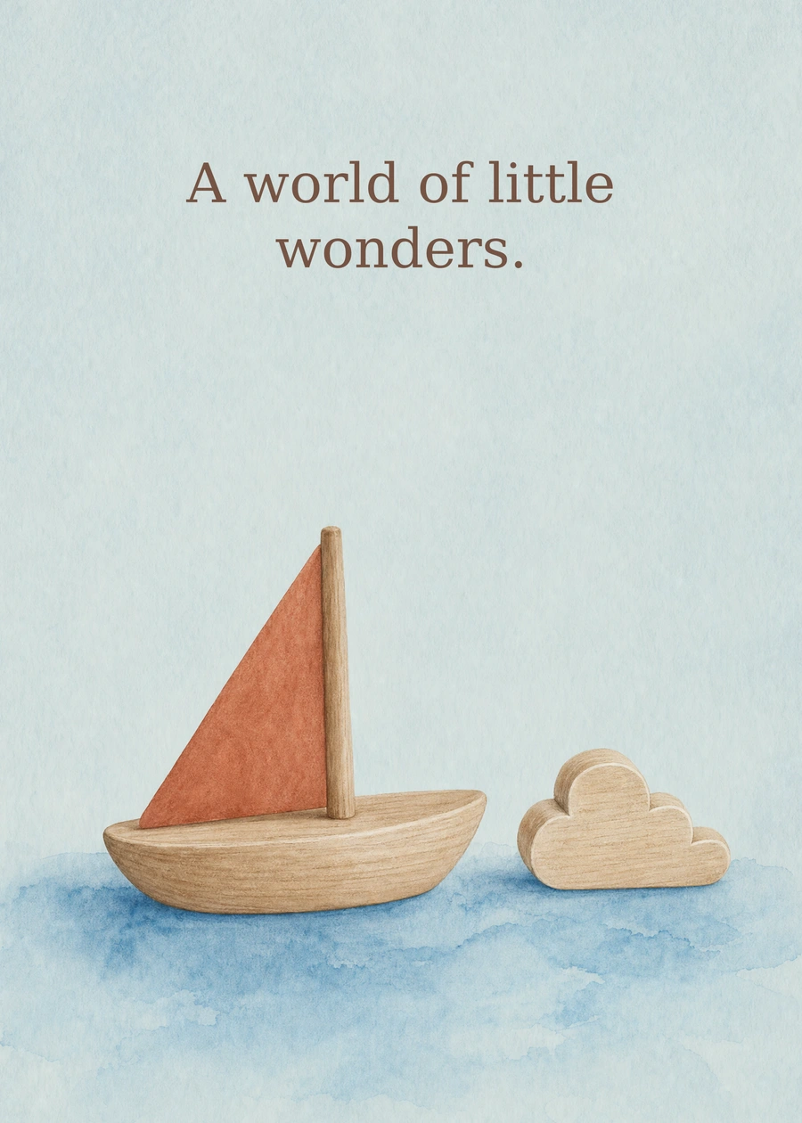 Personalized Little Adventures Ahead Greeting Card front with example wording: A world of little wonders.