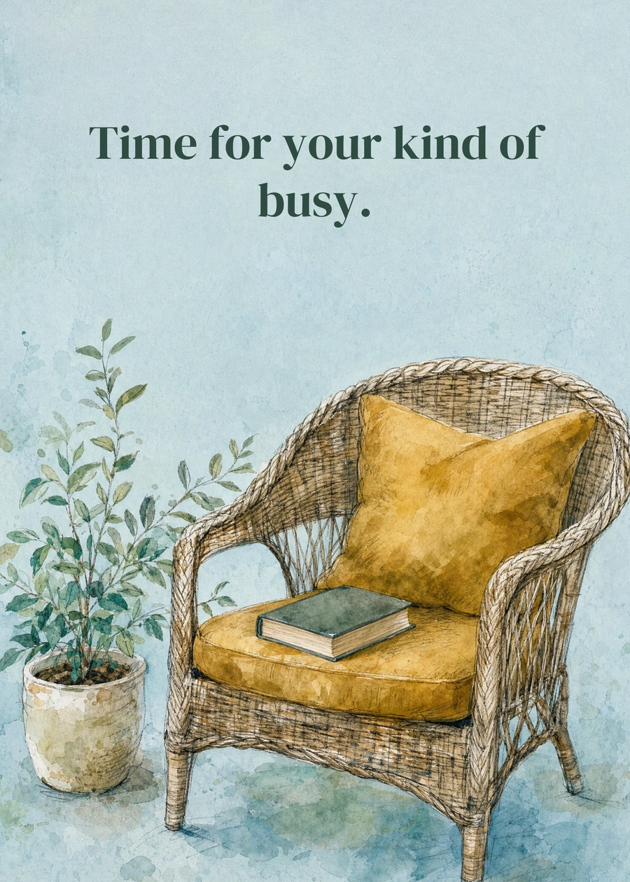 Personalized Your Own Kind of Busy Greeting Card front with example wording: Time for your kind of busy.
