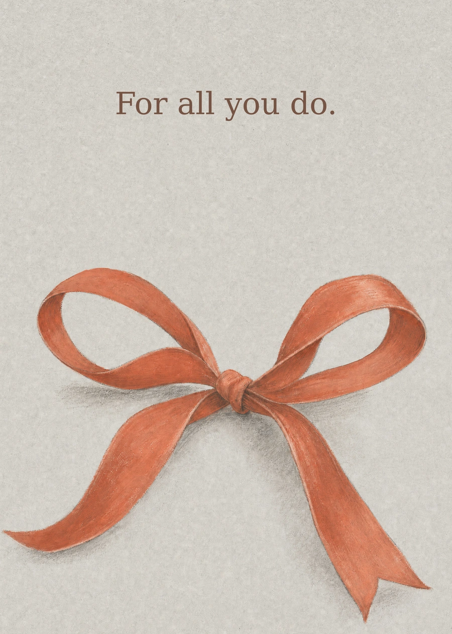 Personalized A Knot of Gratitude Greeting Card front with example wording: For all you do.