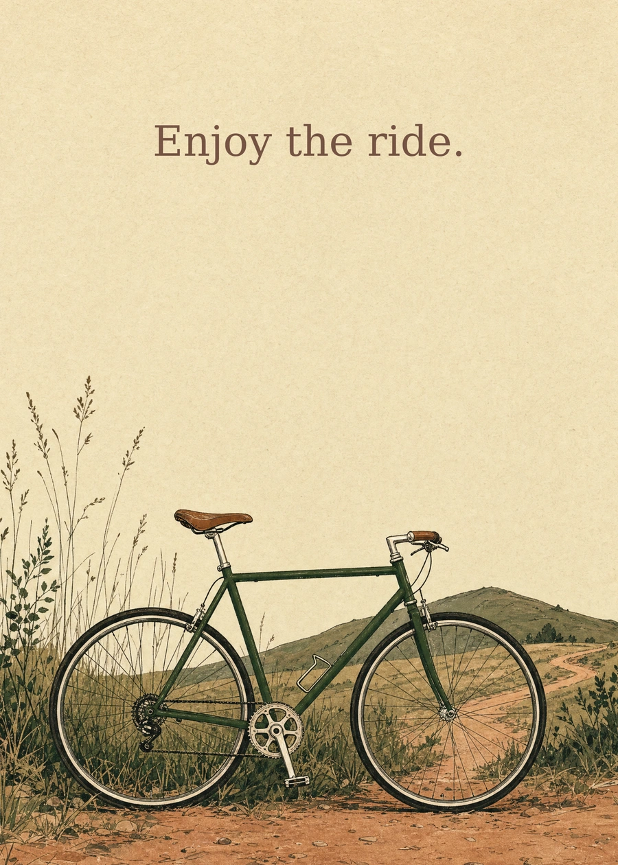 Personalized The Birthday Ride Greeting Card front with example wording: Enjoy the ride.