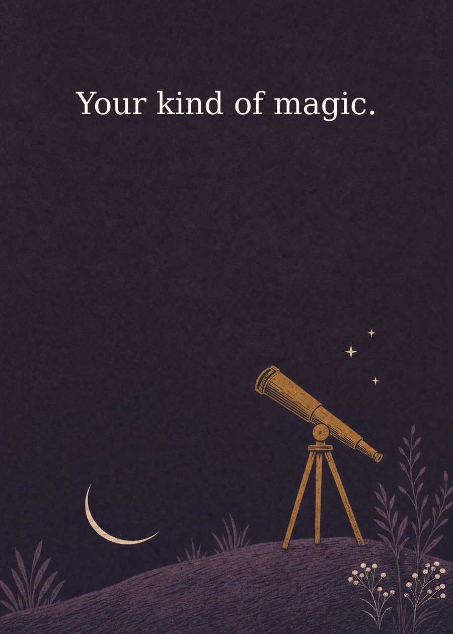 Personalized A Birthday Under the Stars Greeting Card front with example wording: Your kind of magic.